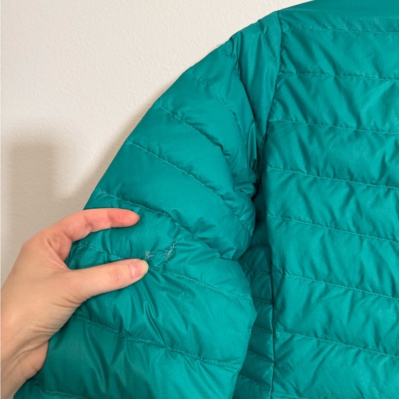 Patagonia Women's Down Sweater puff zip jacket in aqua stone/green Sz M ~flaw - Picture 11 of 11